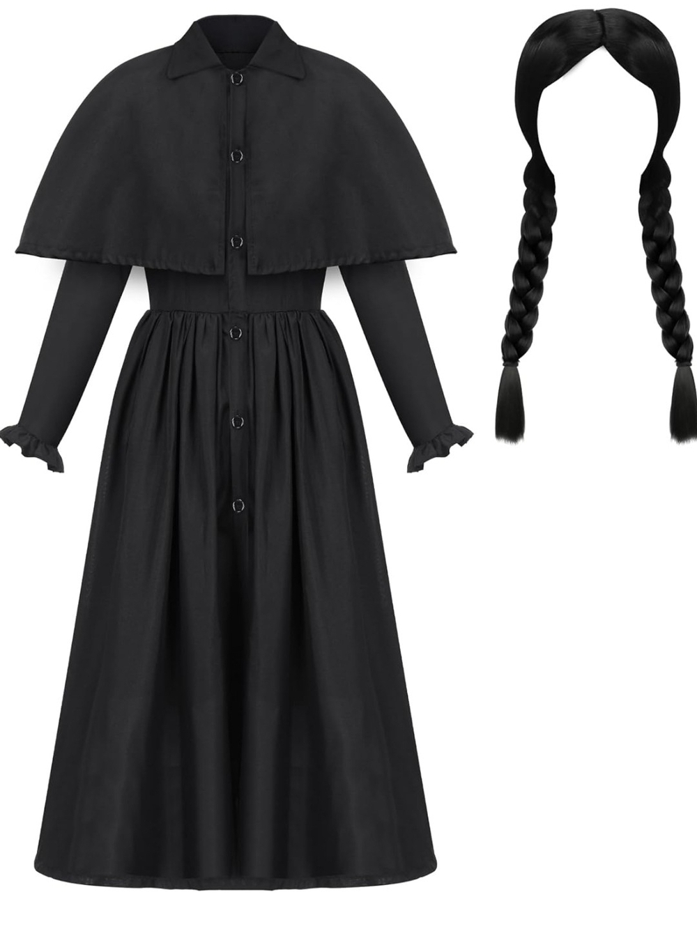 2 Pack Black Detective Coat Women Gothic Family Halloween Costume Long Straight